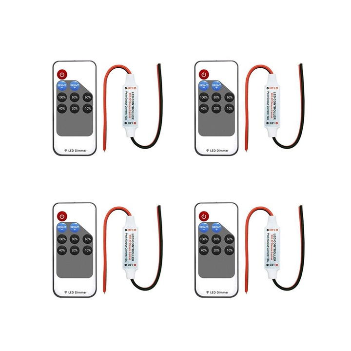 Set 4 Controlere LED Dimmer Monocrom RF 9 Taste Alb Negru 5V-24V 6Ax8M