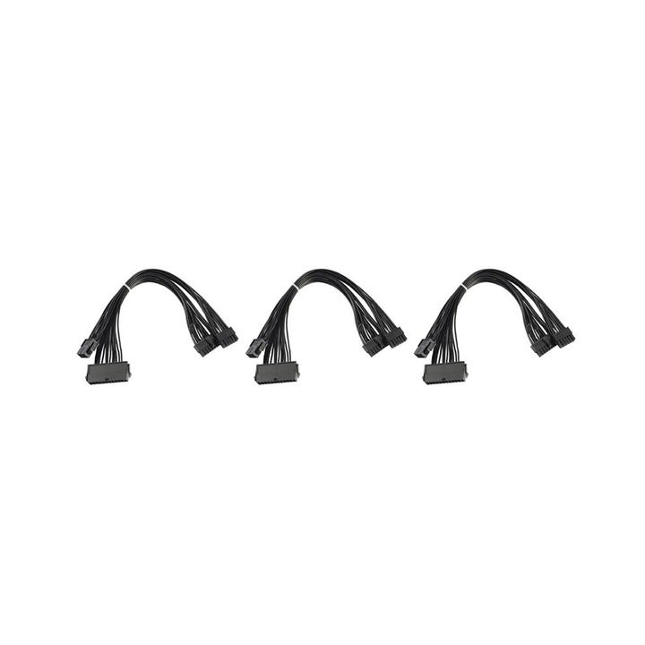 Set cabluri adaptor alimentare ATX 24Pin la 18Pin si 8Pin la 12Pin, negru, 30cm