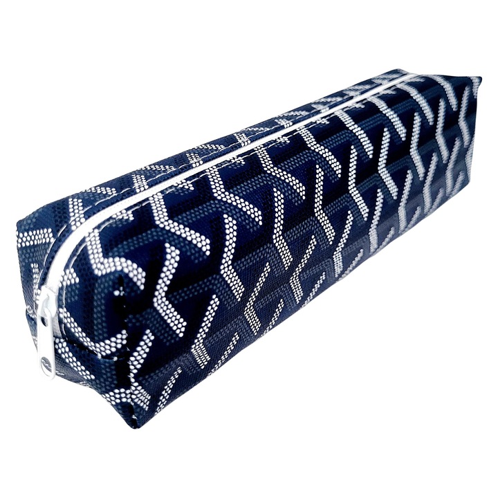 Penar tip borseta cu 1 fermoar, figuri geometrice, bleumarin 19.5x6x3.5 cm