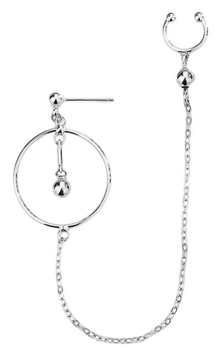 Cercei cu cercuri planetare cu margele swing, cercei cu lant integrat, geometric, clip pentru urechi