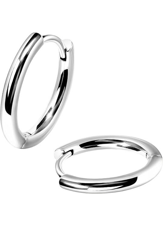 Cercei mici rotunzi din aur si argint pentru barbati si femei, cercei hipoalergenici din otel inoxidabil medical 316L pentru urechi sensibile, set dragut de cercei rotunzi mici, perfecti pentru multe cadouri de bijuterii piercing