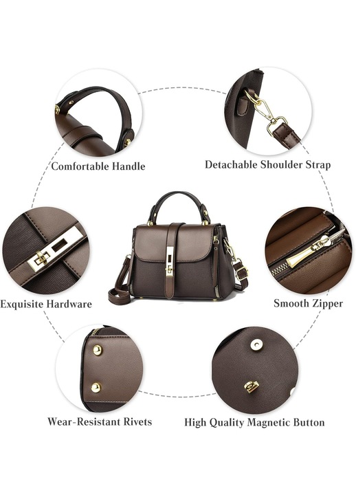 Elegáns női kézitáska, vízálló válltáska, crossbody táska, PU bőr válltáska, kis négyzet alakú táska, alkalmas munkához, utazáshoz, irodába, partikra, vásárláshoz, fekete