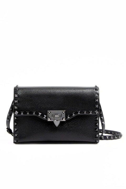 Női táska, Valentino Garavani Small Rockstud Grainy, Fekete, Egy méret