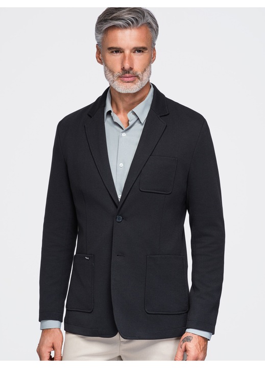 Мъжко сако slim fit с три джоба и класически отворени лапи M165, Черен