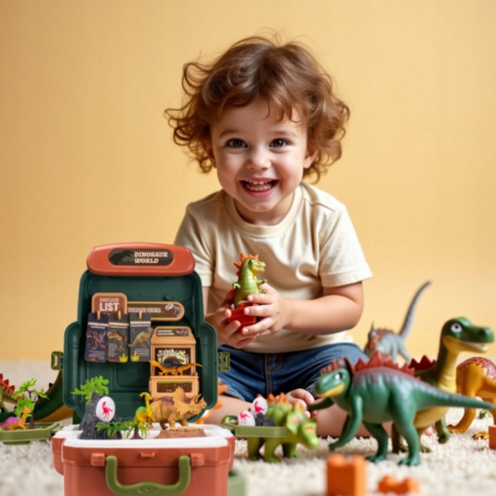 9 db-os Realisztikus Dinoszaurusz Figura Készlet, tojásokkal, vulkánokkal és tájakkal, Tárolódoboz, Oktató Készlet, Dinoszaurusz Világ Játék 3-5+ Éves Gyermekeknek, Többszínű