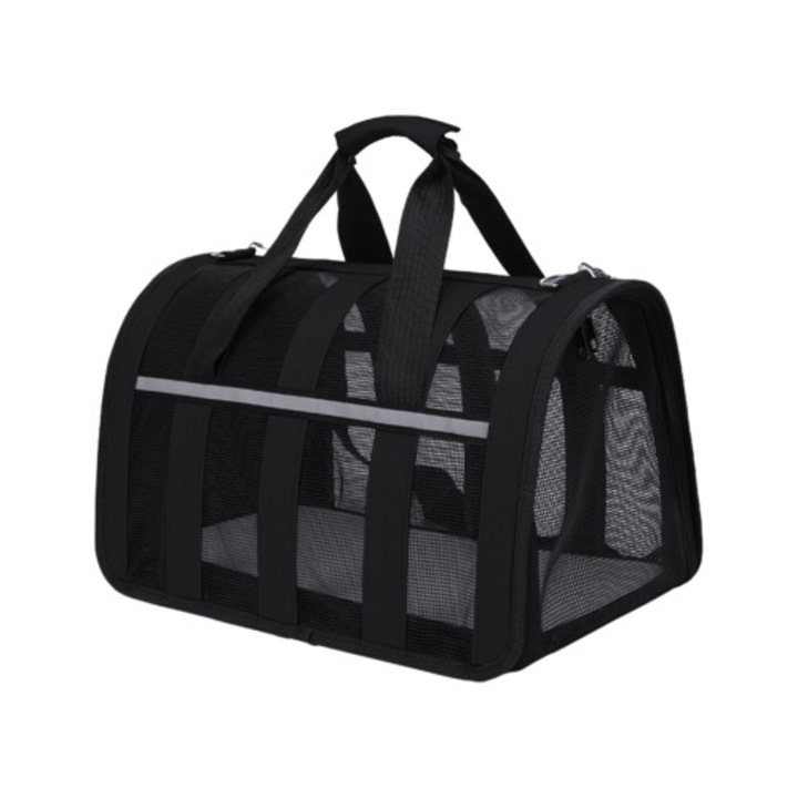Geanta transport pliabila pentru animale mici, poliester, negru, 15 lb