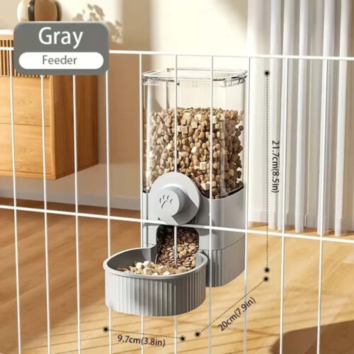Set automat hranire si adapare animale, gri, capacitate mare