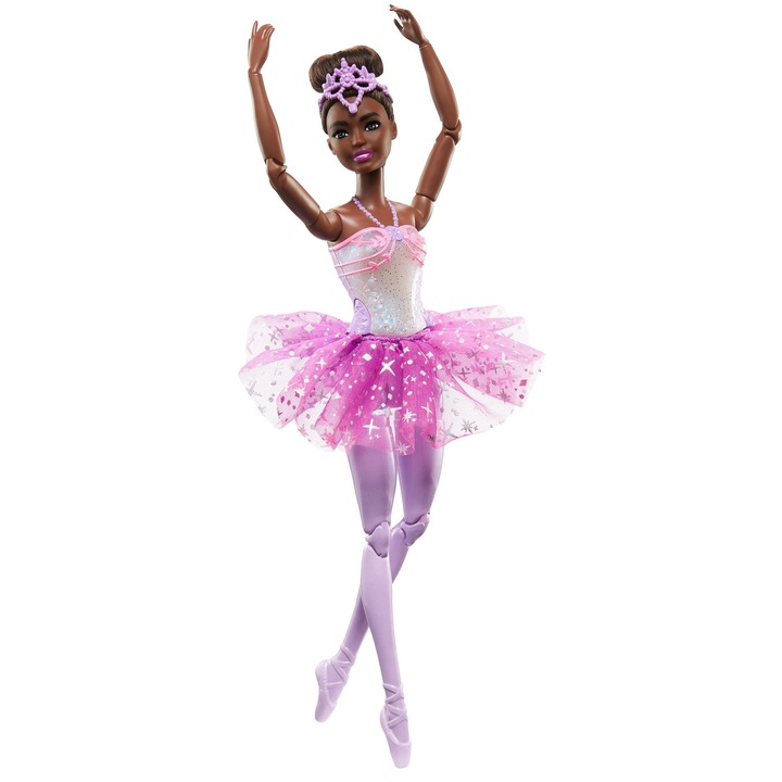 Barbie világító balerina baba, lila szoknya, 29 cm