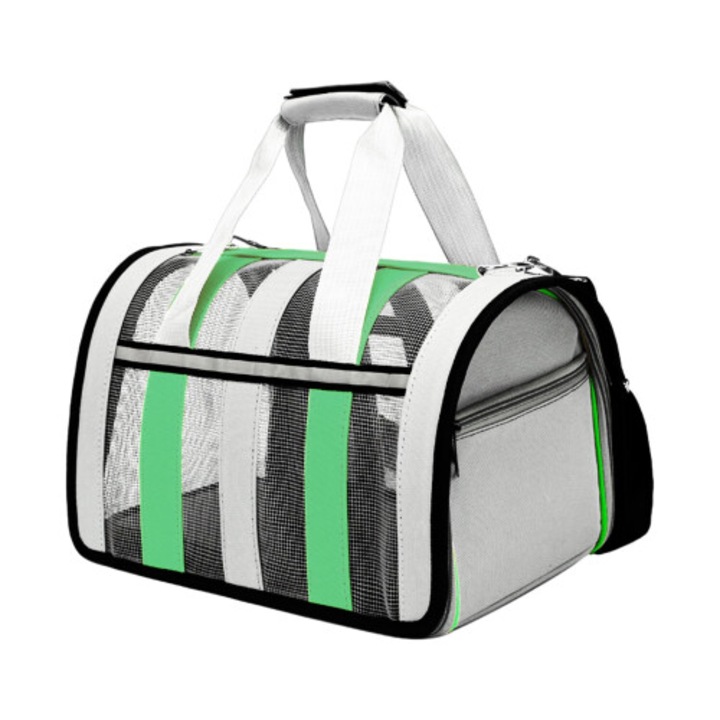 Geanta transport animale mici multifunctionala verde 15 lb