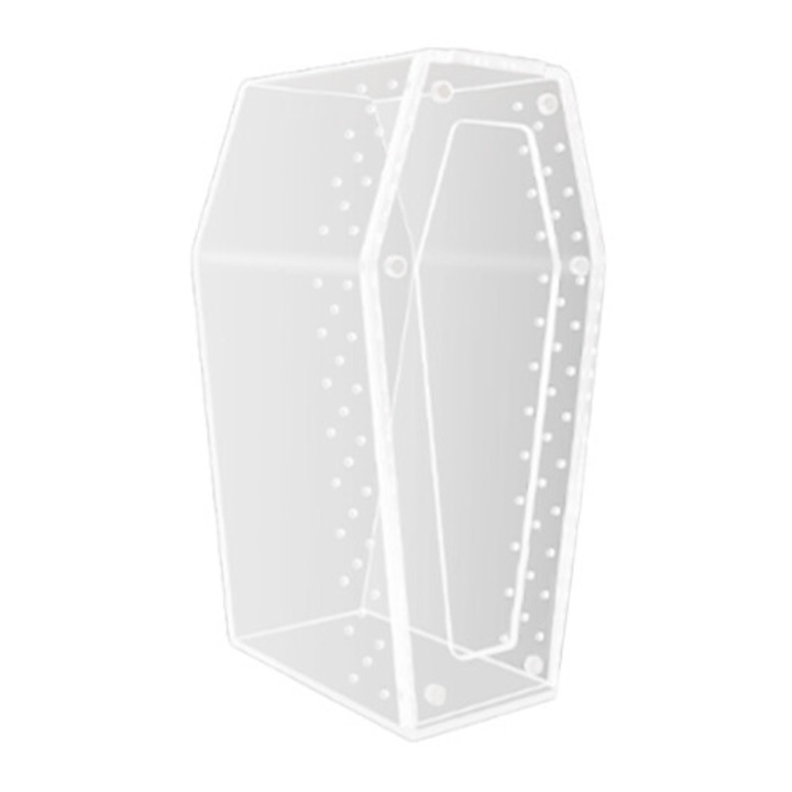 Terariu acrilic pentru paianjeni saritori, forma sicriu, transparent, 1 buc