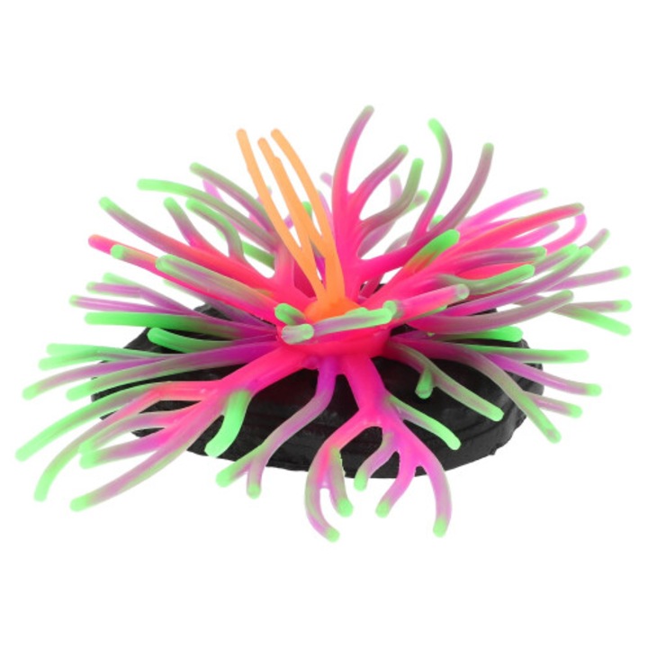 Decor acvariu coral artificial silicon 13x13x7cm multicolor