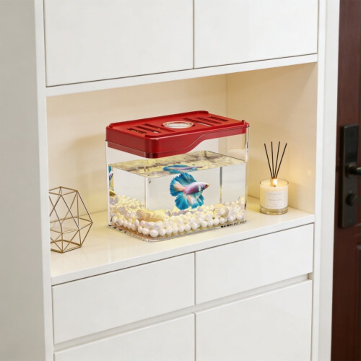 Acvariu mic desktop 12x10x8cm transparent plastic