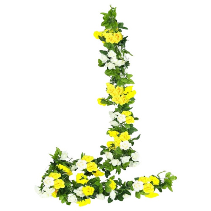 Ghirlanda artificiala trandafiri galbeni 240cm
