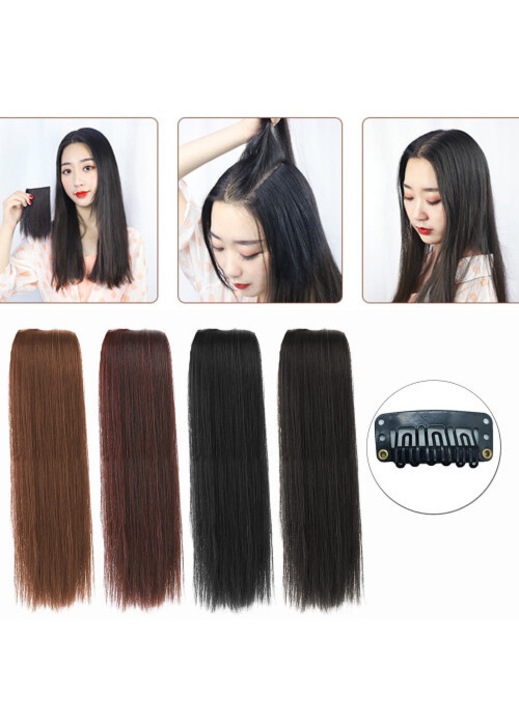 Extensie par natural drept, clip-in, 10x15x20x30cm, negru