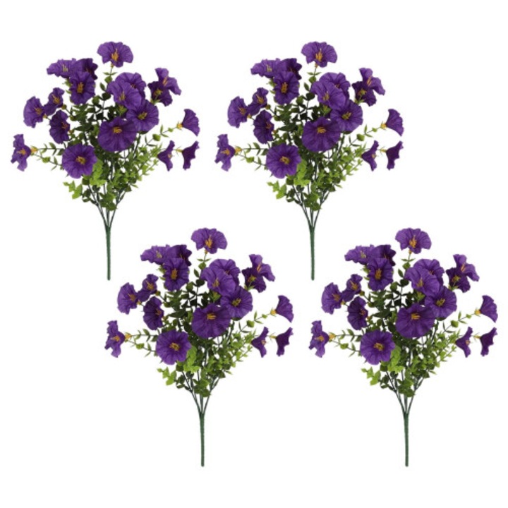 Set 12 flori artificiale exterior matase rezistente intemperii multicolor