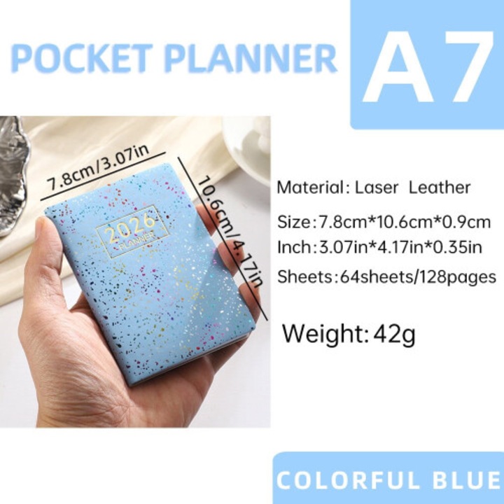 Mini notebook A7, agenda portabila, usor, colorat, 7x10cm