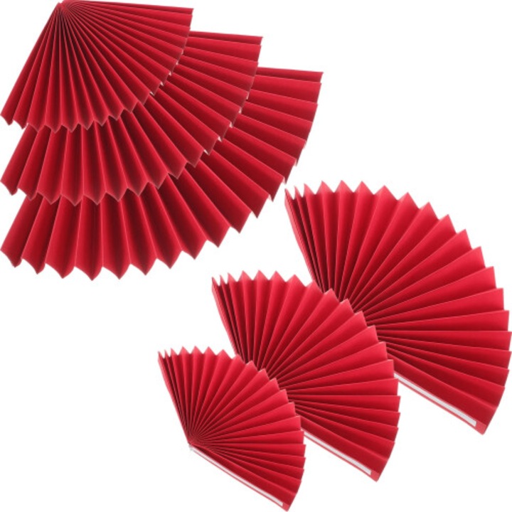 6 db piros papír legyező szett 25x25cm partira