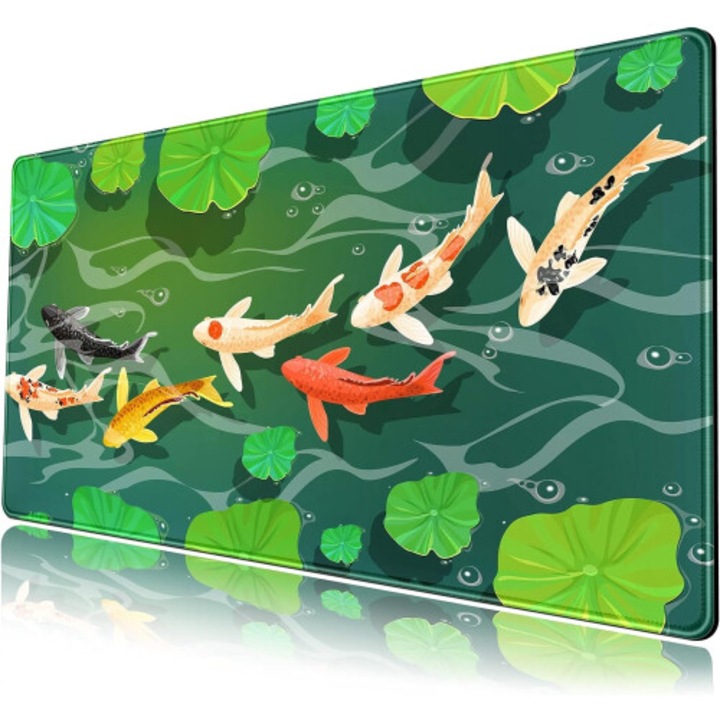 Mousepad mare, design japonez, verde, 80x40x0.3cm