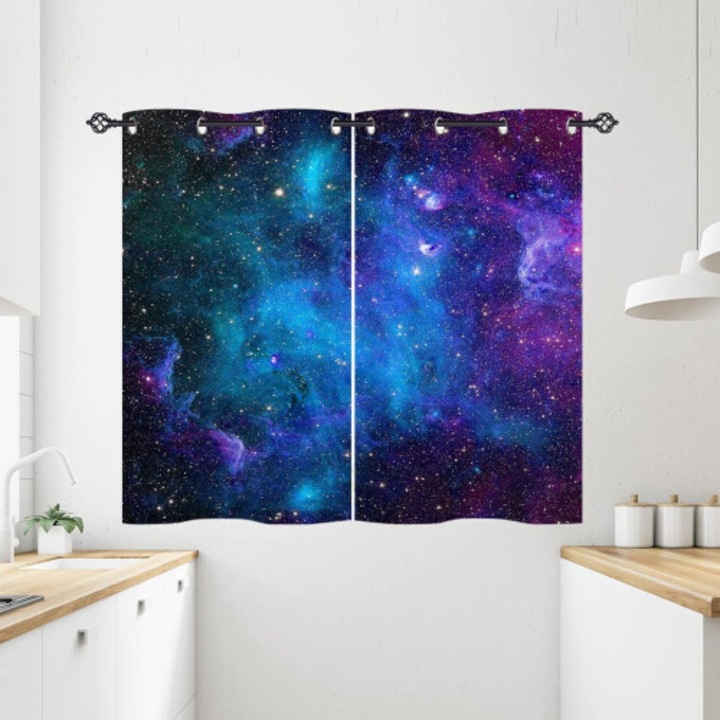 Nyomtatott függönyök, 2 db-os szett, vízálló, gyűrűkkel, 70x100cm, többszínű