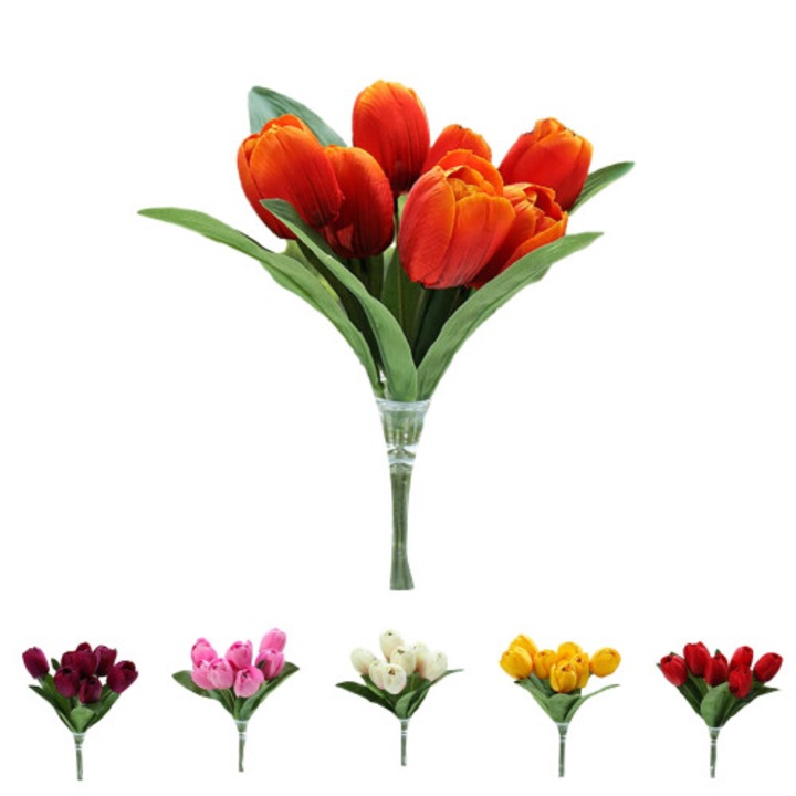 Floare artificiala lalea, 33cm, rosu
