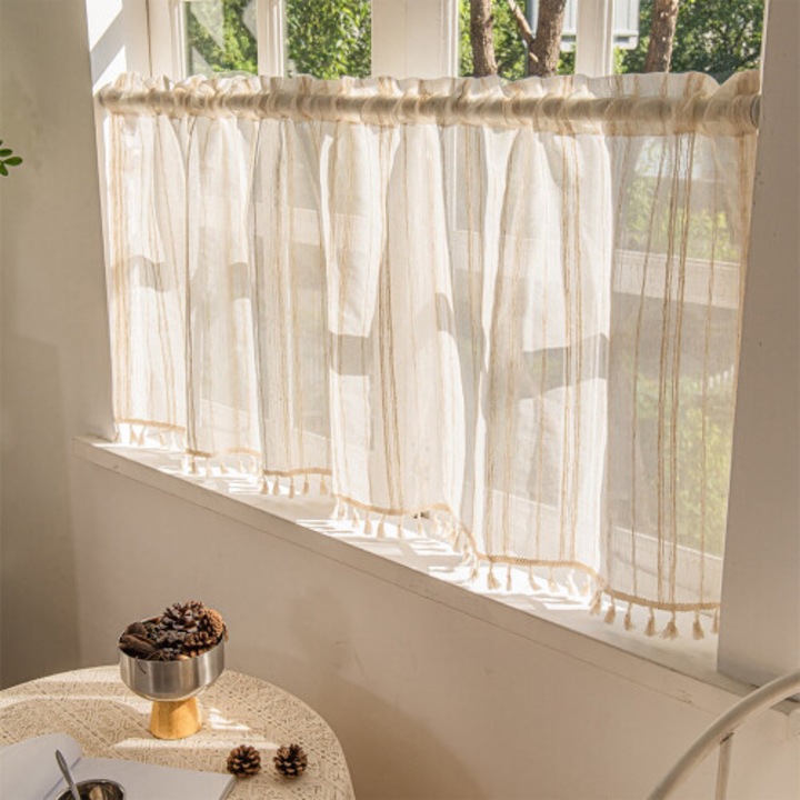 Rövid valance függöny, poliészter, sötétítő, 1.5 hüvelykes zseb, 1 darab, fehér, 45x60cm