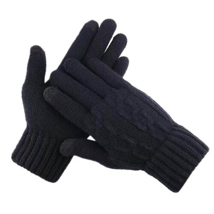 Manusi sport unisex tricotate, elastice, negre, marime universala