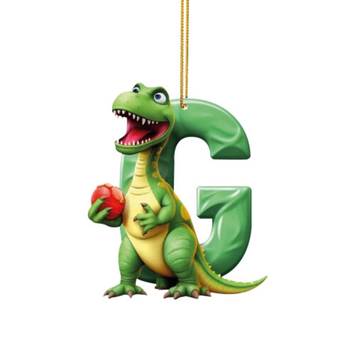 Akril karácsonyi díszek dinoszaurusz ábécé készlet 26 darabos többszínű