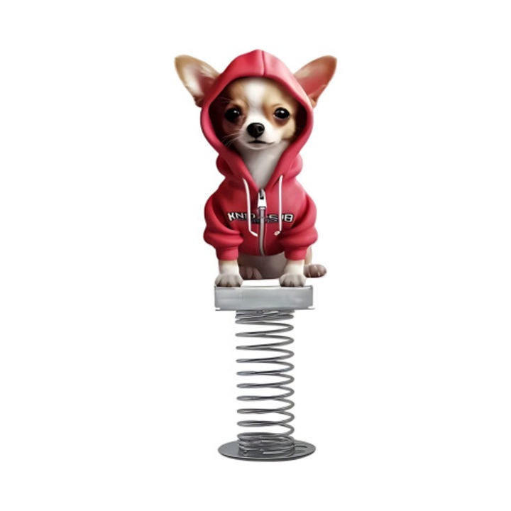 2D akril félénk macska bobblehead figura, rugós mozgás, fehér, 1 db