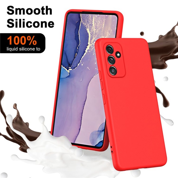 Szilikon tok Samsung Galaxy A37 5g-hez, Kamera védelemmel, Piros