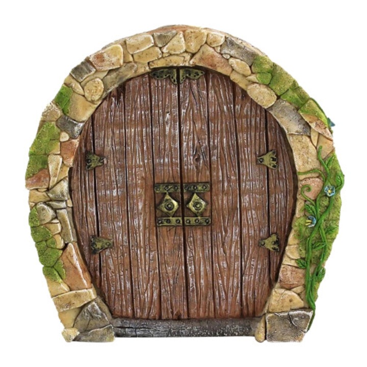 Usa miniaturala din lemn pentru gradina, decor exterior, 9.9x7.6cm