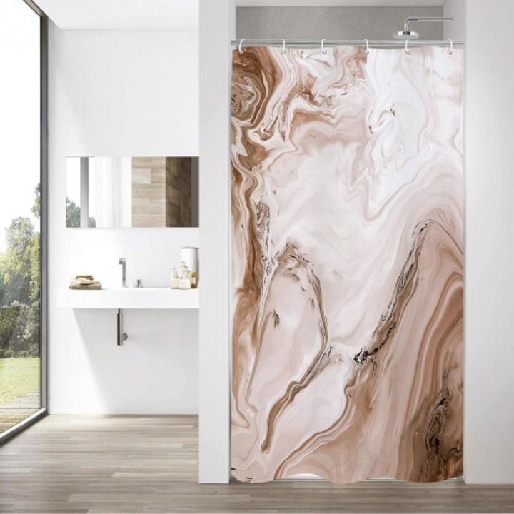 Zuhanyfüggöny, absztrakt márvány mintás, barna, 36x72 inch