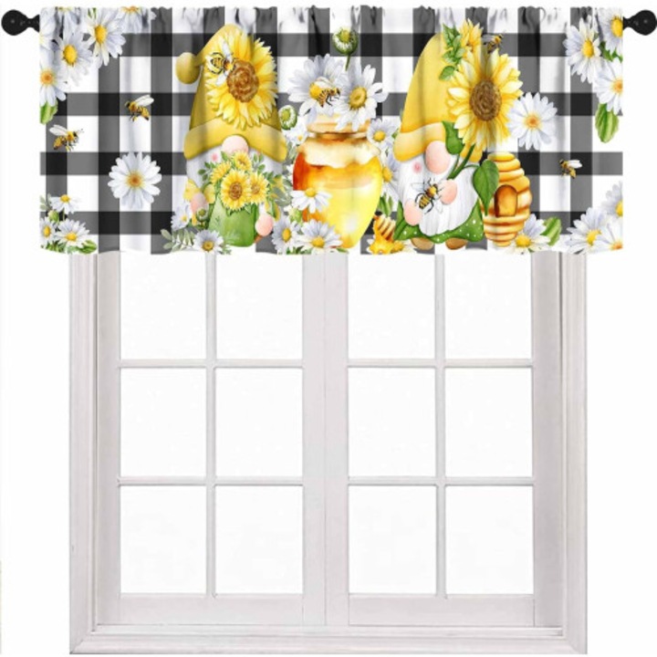 Függöny valance, 54x18 hüvelyk, poliészter, rusztikus, fehér