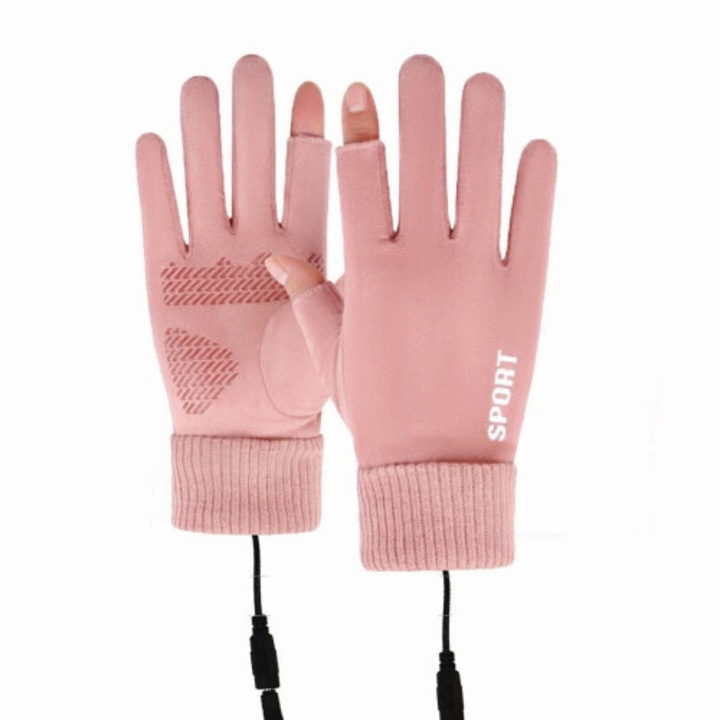 Manusi incalzite USB, reutilizabile, pentru ciclism si exterior, negre, marime universala