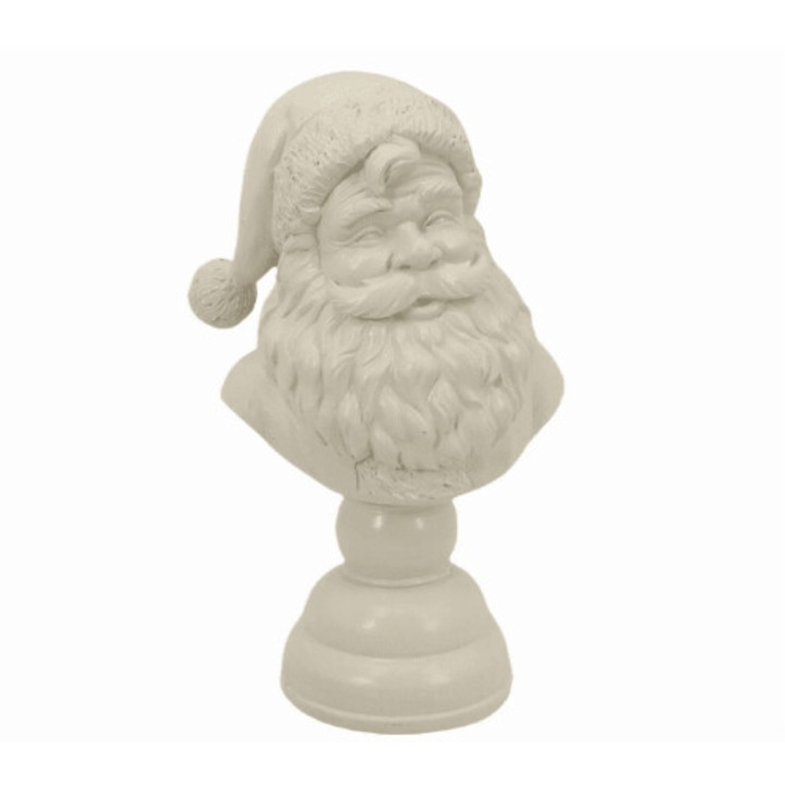 Karácsonyi figura, Mikulás mellszobor, fehér gyanta, 1db