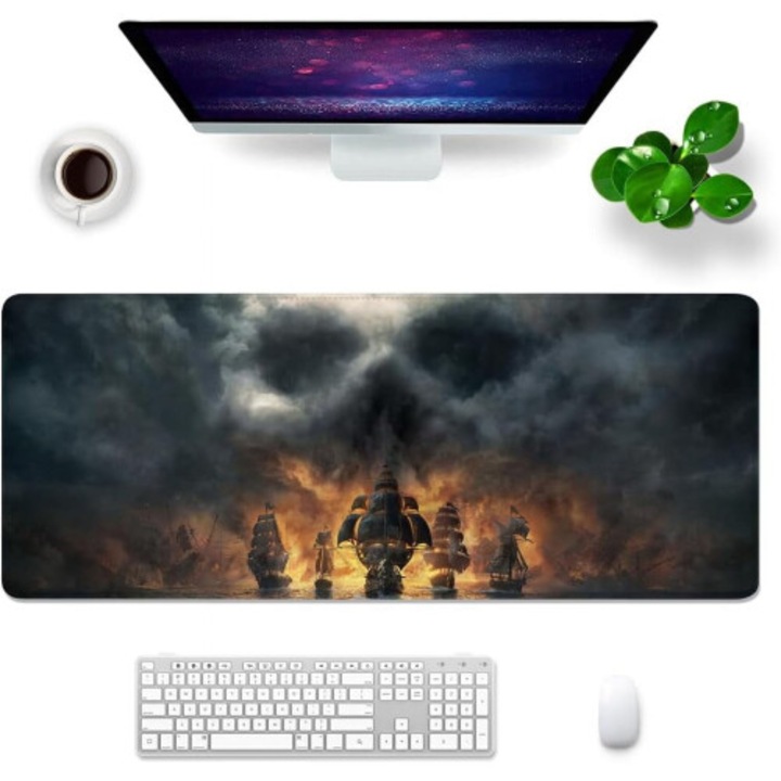 Mousepad gaming XL 80x30cm multicolor non-alunecare rezistent la lichide