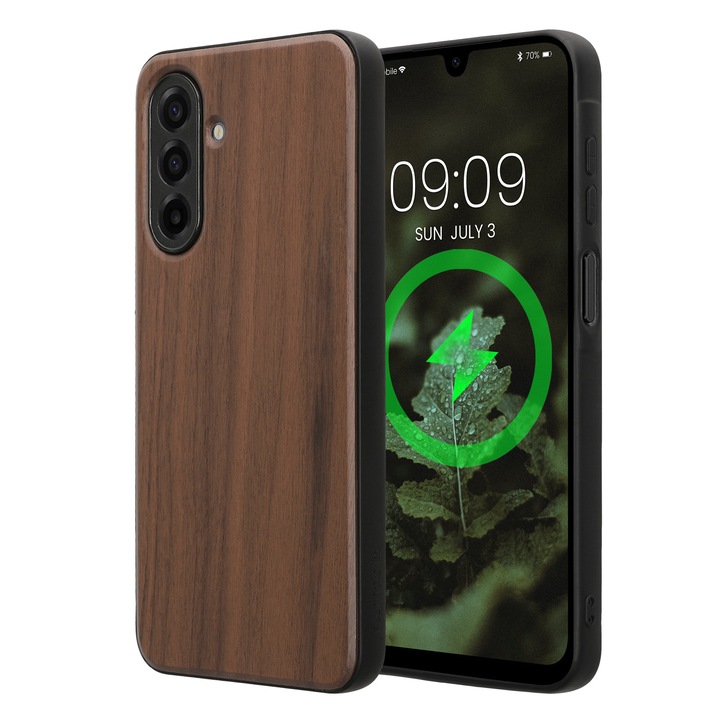 Kwmobile tok Samsung Galaxy A17 4G/5G telefonhoz, MagSafe kompatibilitás, fa, TPU, barna