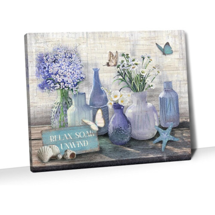 Tablou decorativ perete flori mov 12x16cm impermeabil