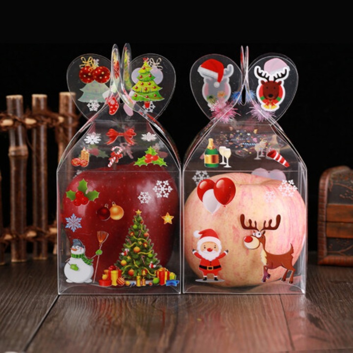 Cutii cadou Craciun set 5 buc transparent 17x8.5x8.5cm