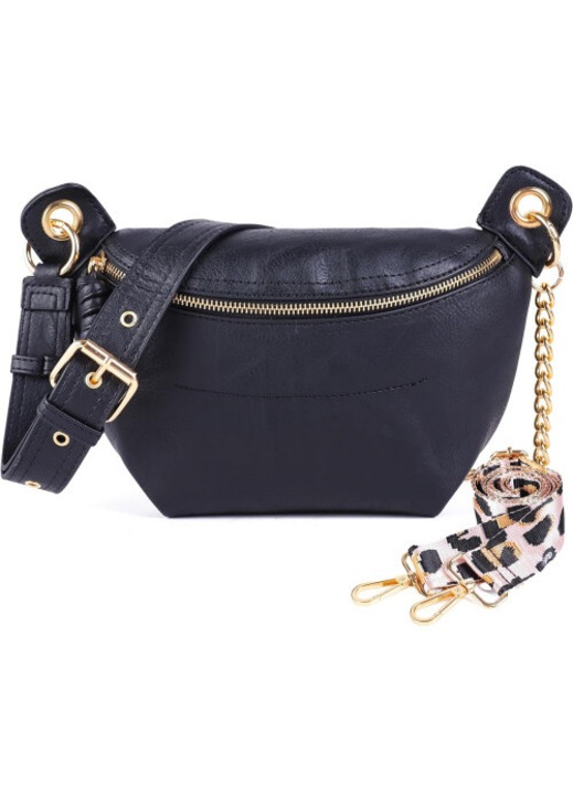 Női táska, barna derék/crossbody pánttal, 2 részes szett