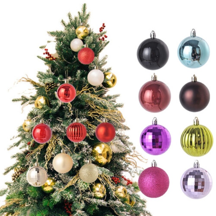 Globuri de Craciun, set 36 bucati, rezistente la spargere, 6cm, multicolor