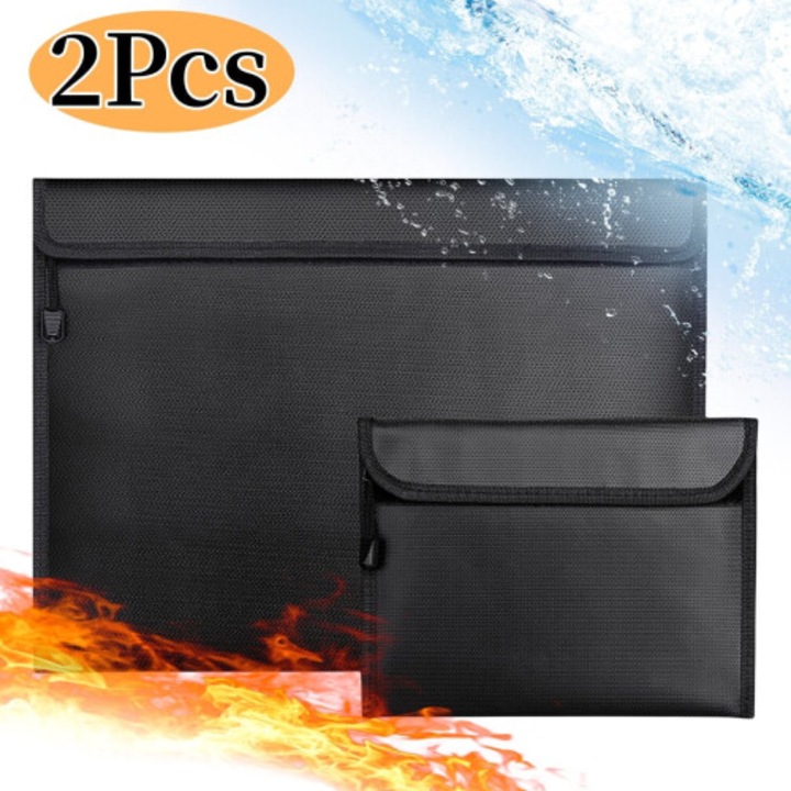 Pungi ignifuge pentru documente, set 2 buc, silicon, 14.9x11" si 9.5x6.9"