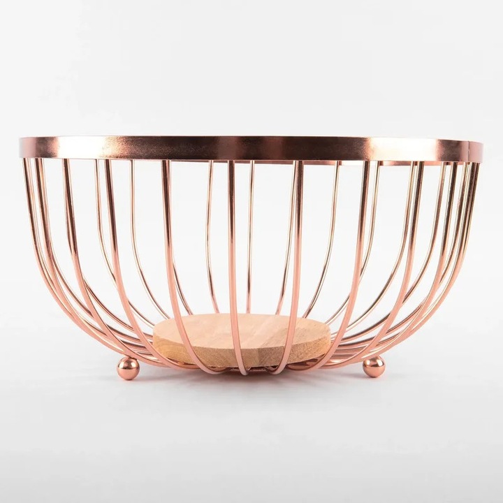 Fructiera din Bronz cu Fund de Lemn 25x13 - Cadou Universal
