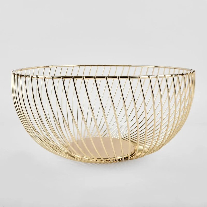Vaza cu Fructe Aurie 25x12 'Lines' din Metal - Eleganta si Versatila