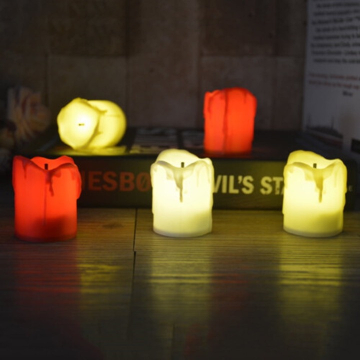 Set 5 lumanari LED fara flacara vintage alb