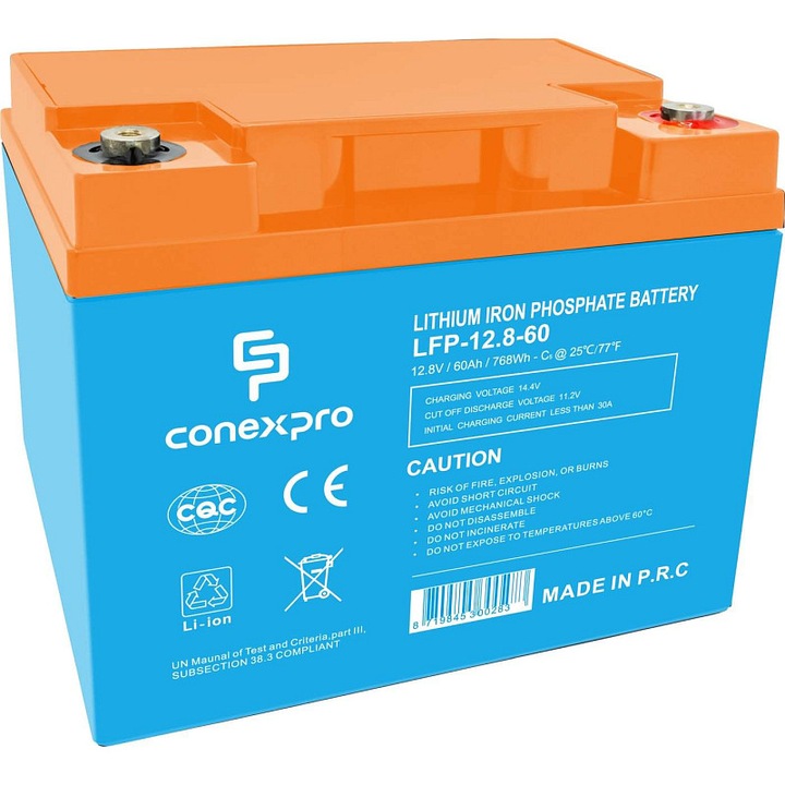 Conexpro LFP-12.8-60 LiFePO4 akkumulátor 12.8V 60Ah Bluetooth 197x170x165mm