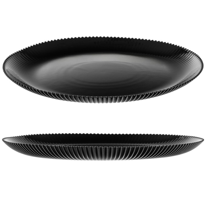 Farfurie, farfurie din sticla, rotunda 26, 5 cm, neagra, 1 bucata, pentru contact cu alimente
