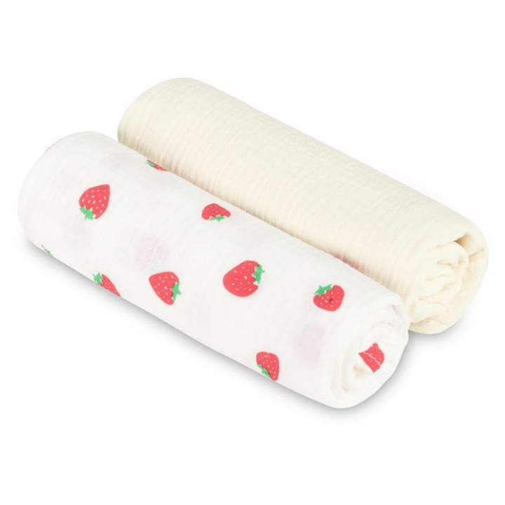 Texturált muszlin pelenka, 60 x 75, 2 darabos csomag, Strawberry Cream