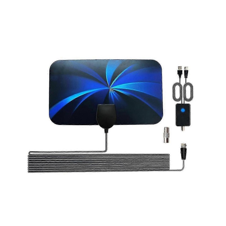 Digitális beltéri TV antenna, mini, fekete, 210x120x0.8mm