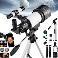 Telescop Astronomic, Cu Trepied Din Aluminiu, Distanta Focala 300mm, 150x lentile sticla acoperita complet, kit accesorii filtru luna solar adaptor telefon, portabil fara unelte, pentru copii incepatori observare cer pasari peisaje cadou Craciun