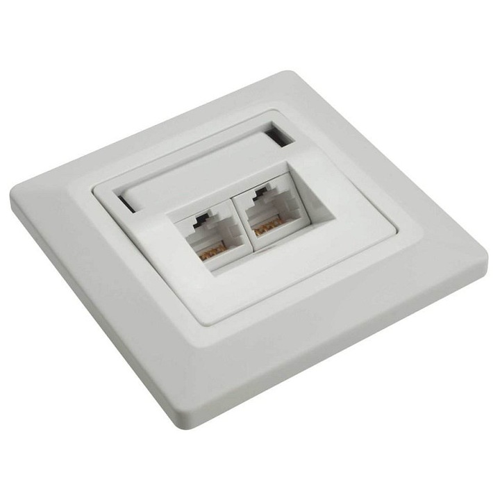 Solarix SX9 dupla Ethernet aljzat, 6-os kategória, fehér, 80x80mm